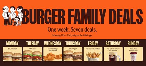 A&W Burger Family Deals: 7 Days of Amazing Offers (Feb 17-23)