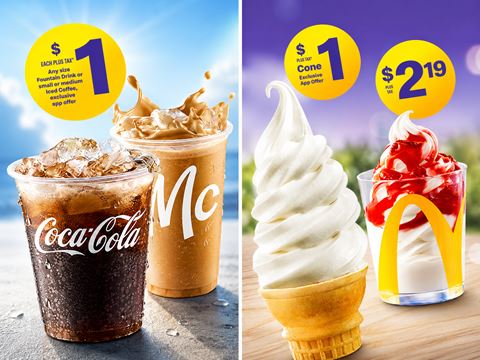 McDonald's App Deals: $1 Drinks, $1 Cone and Sundaes from $2.19