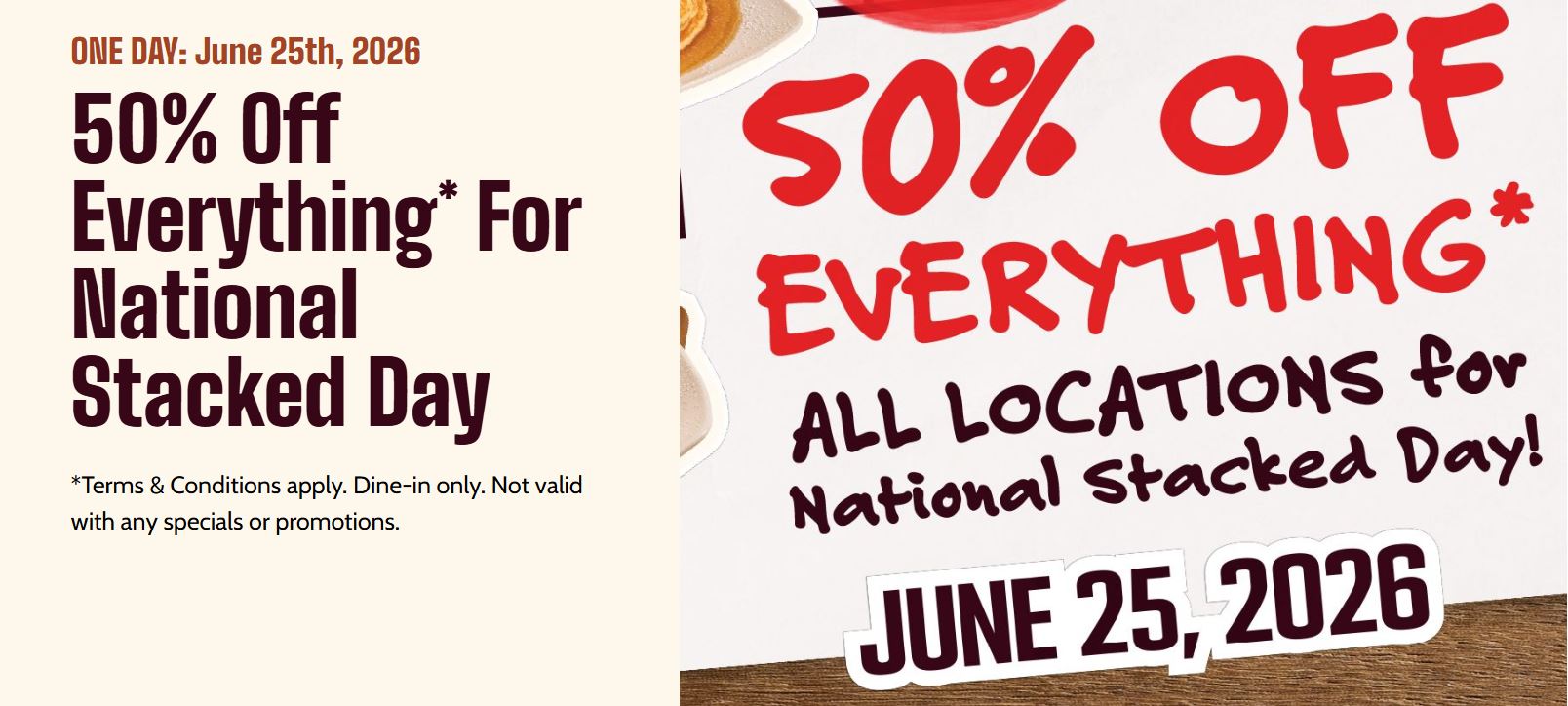 National Stacked Day 2026: Get 50% Off Everything at Stacked Pancake & Breakfast House on June 25
