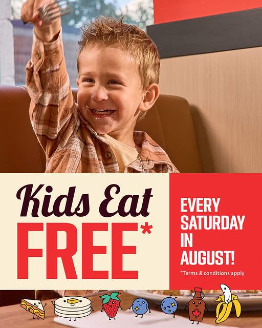 Kids Eat Free every Saturday in August 2026 at Stacked Pancake & Breakfast House