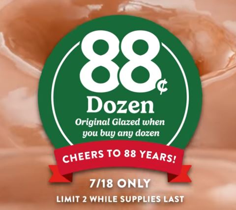 Krispy Kreme 88¢ Dozen Deal – July 18 Only!