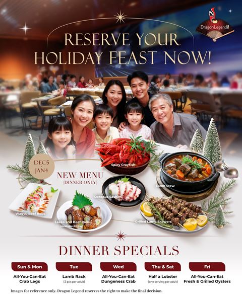 Dragon Legend Holiday Feast 2025 – Festive Menu & Dinner Specials