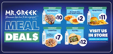 Daily Meal Deals at Mr. Greek - Affordable Mediterranean Flavors for a Limited Time
