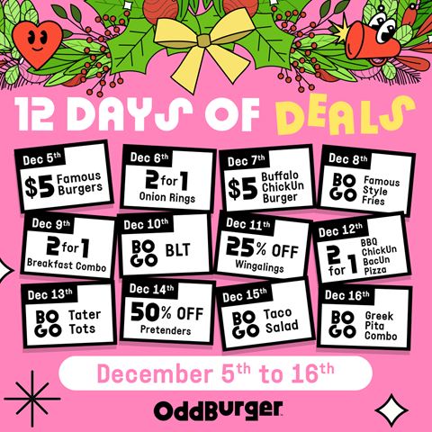 Odd Burger 12 Days of Deals | Daily Holiday Offers December 5–16