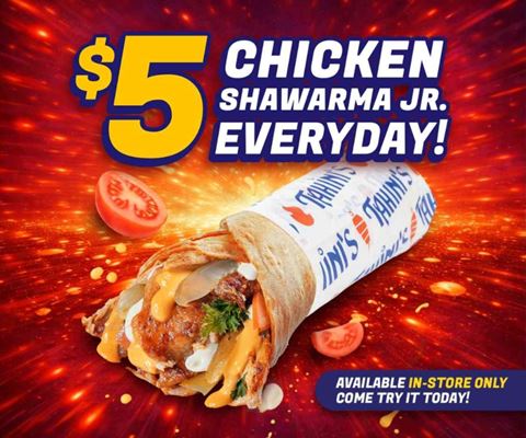 $5 Shawarma Jr. Deal at Tahini's – Chicken, Gyro, or Falafel Every Day