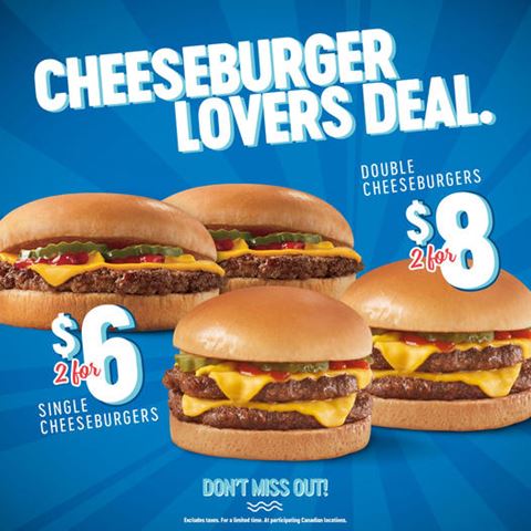 Get two single cheeseburgers for $6 or two double cheeseburgers for $8 at Dairy Queen