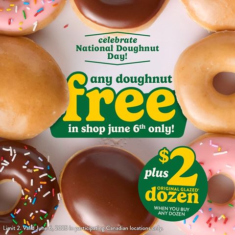 National Doughnut Day 2025 at Krispy Kreme | Free Doughnut + $2 Dozen Deal