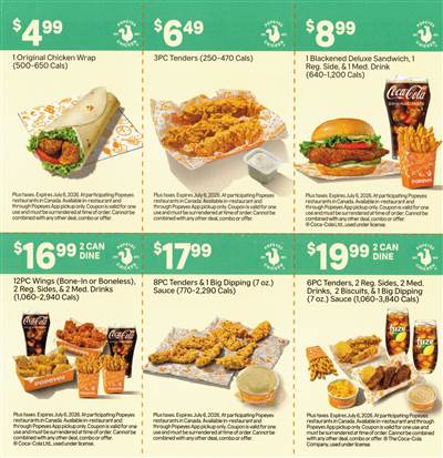 Popeyes Canada App Coupons – Wrap $4.99, Sandwich Combo $8.99, Family Meals from $16.99 photo 2
