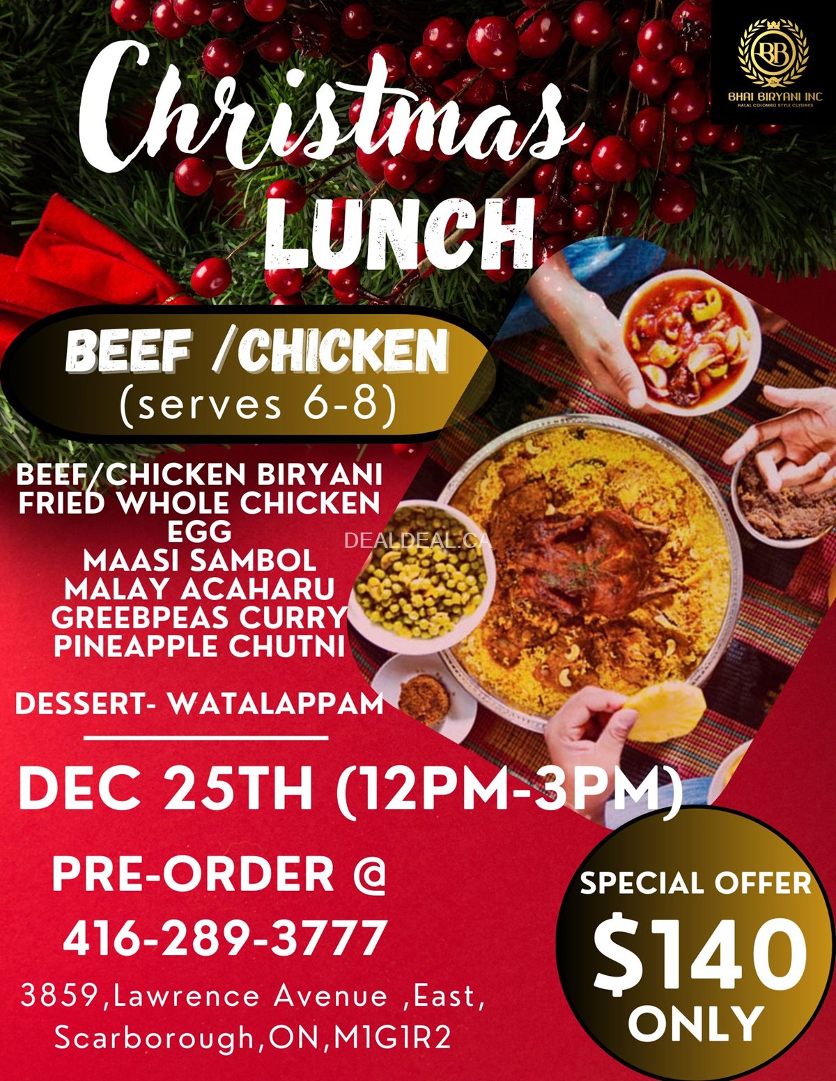 Bhai Biryani Christmas Lunch Special - Serves 6-8 People photo 1