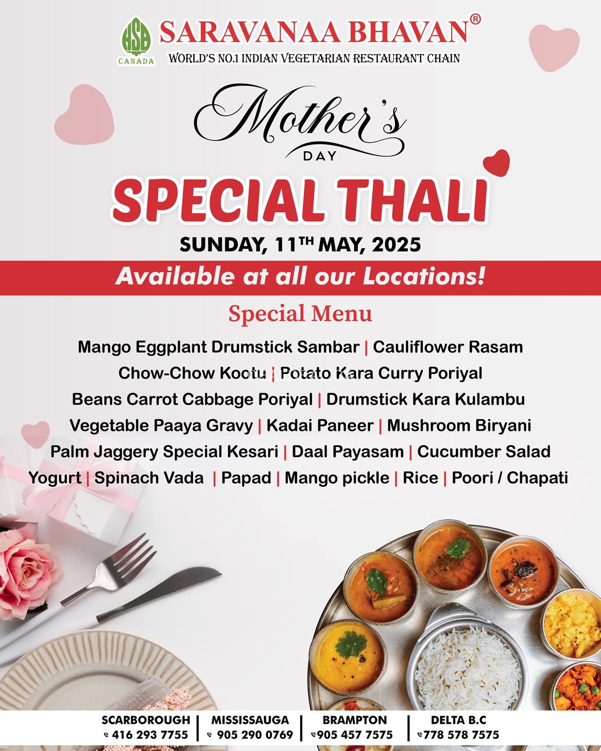 Celebrate Mother’s Day with a Special Thali at Saravanaa Bhavan photo 1