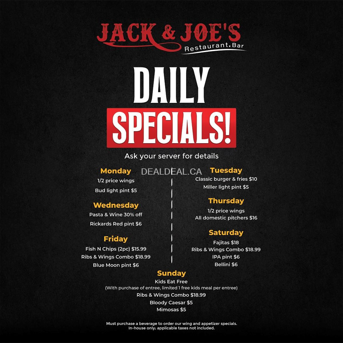 Daily Specials at Jack & Joe's Restaurant.Bar photo 1