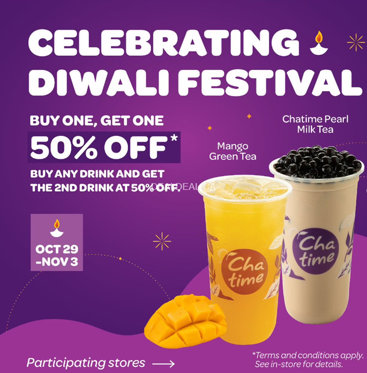 Diwali Promo: Buy One, Get One 50% off at Chatime photo 1