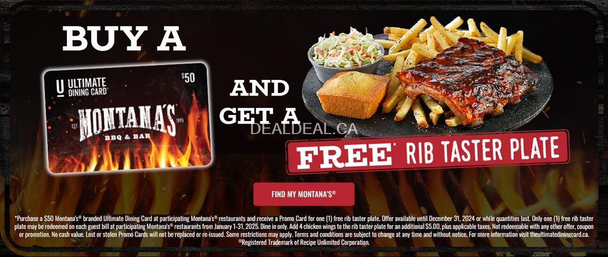 Get a FREE Rib Taster Plate at Montana's photo 1