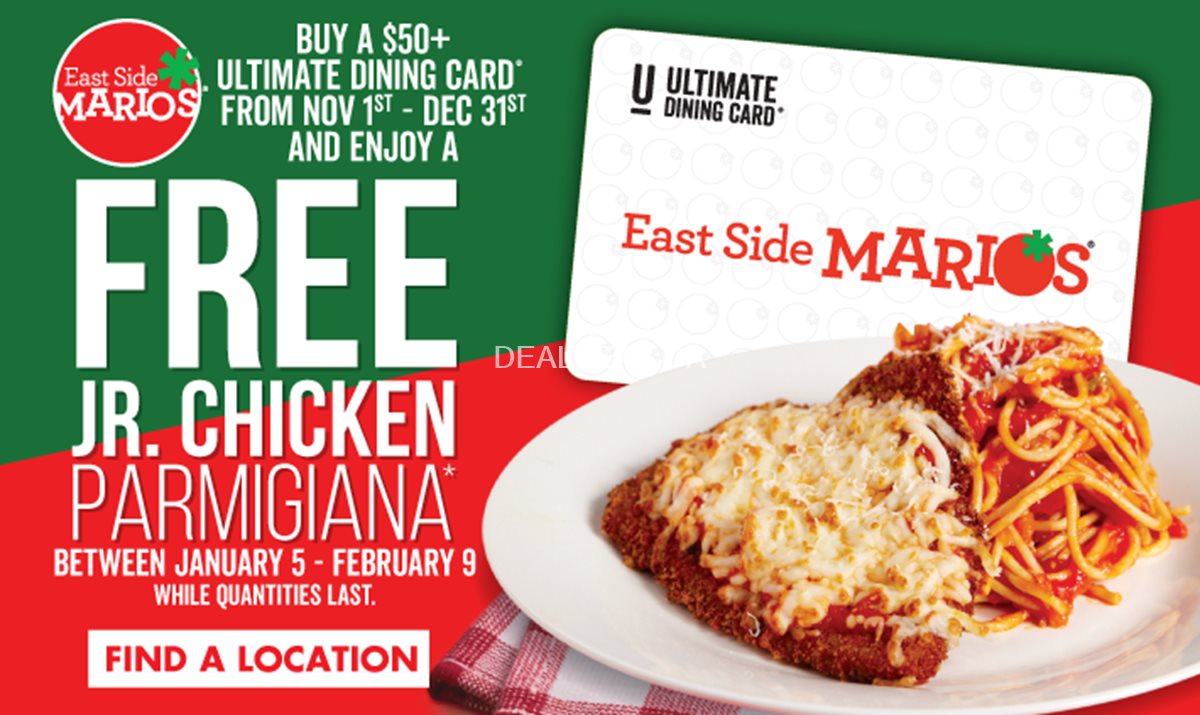 Get a Free Jr. Chicken Parmigiana at East Side Mario's photo 1