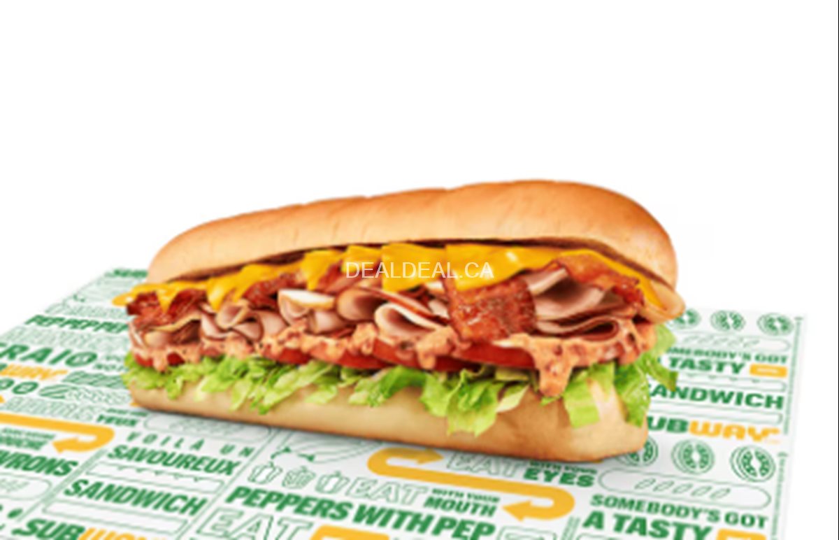 Great Canadian Club or Steak'n Bacon Footlong sub for $9.99 at Subway photo 1