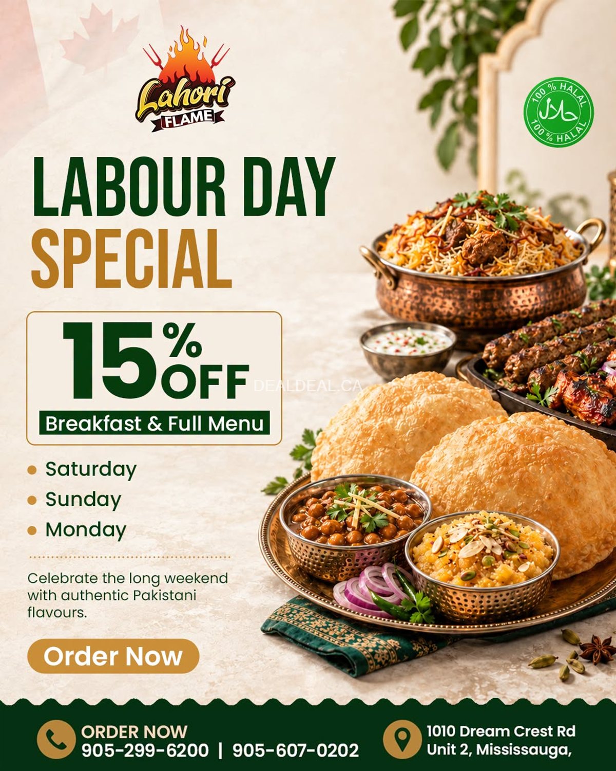 Lahori Flame Labour Day Deal: 15% Off the Full Menu
