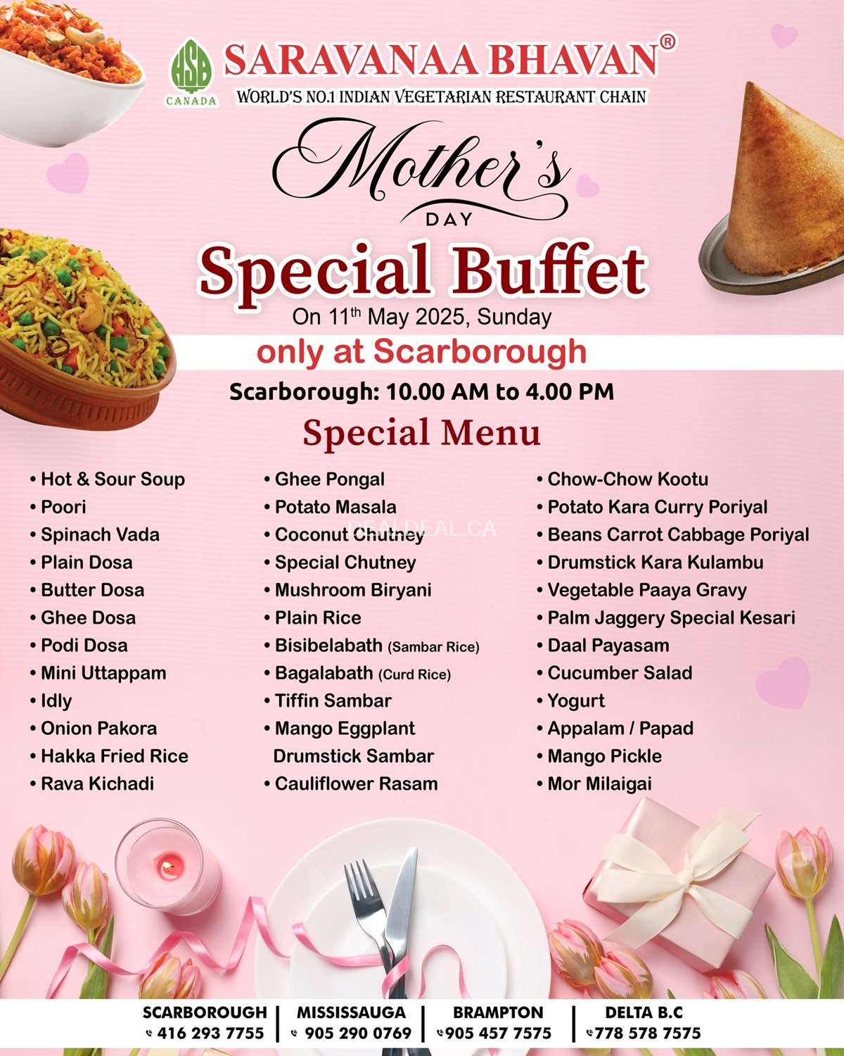 Mother's Day Special Buffet at Saravanaa Bhavan photo 1
