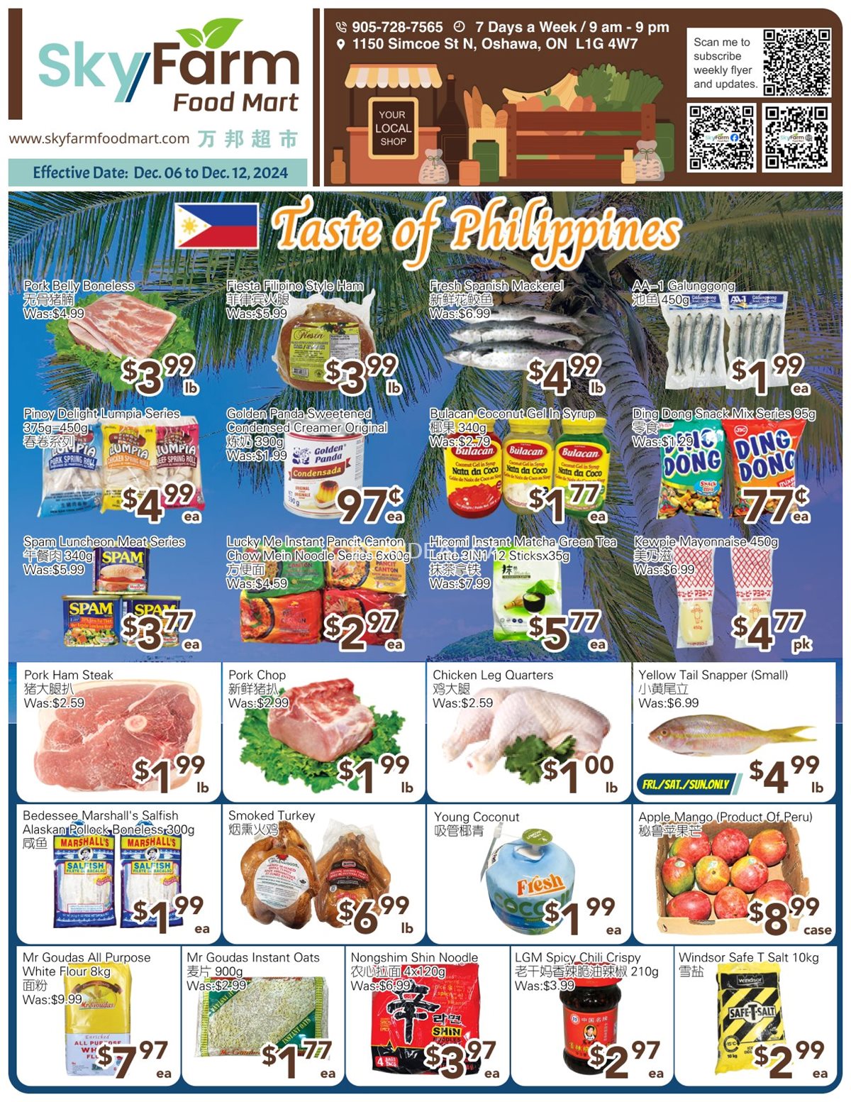 SkyFarm Food Mart Oshawa Weekly Flyer | Dec 06- Dec 12, 2024 photo 1
