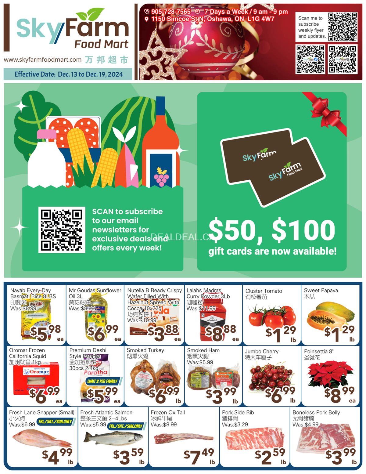 SkyFarm Food Mart Oshawa Weekly Flyer | Dec 13- Dec 19, 2024 photo 1