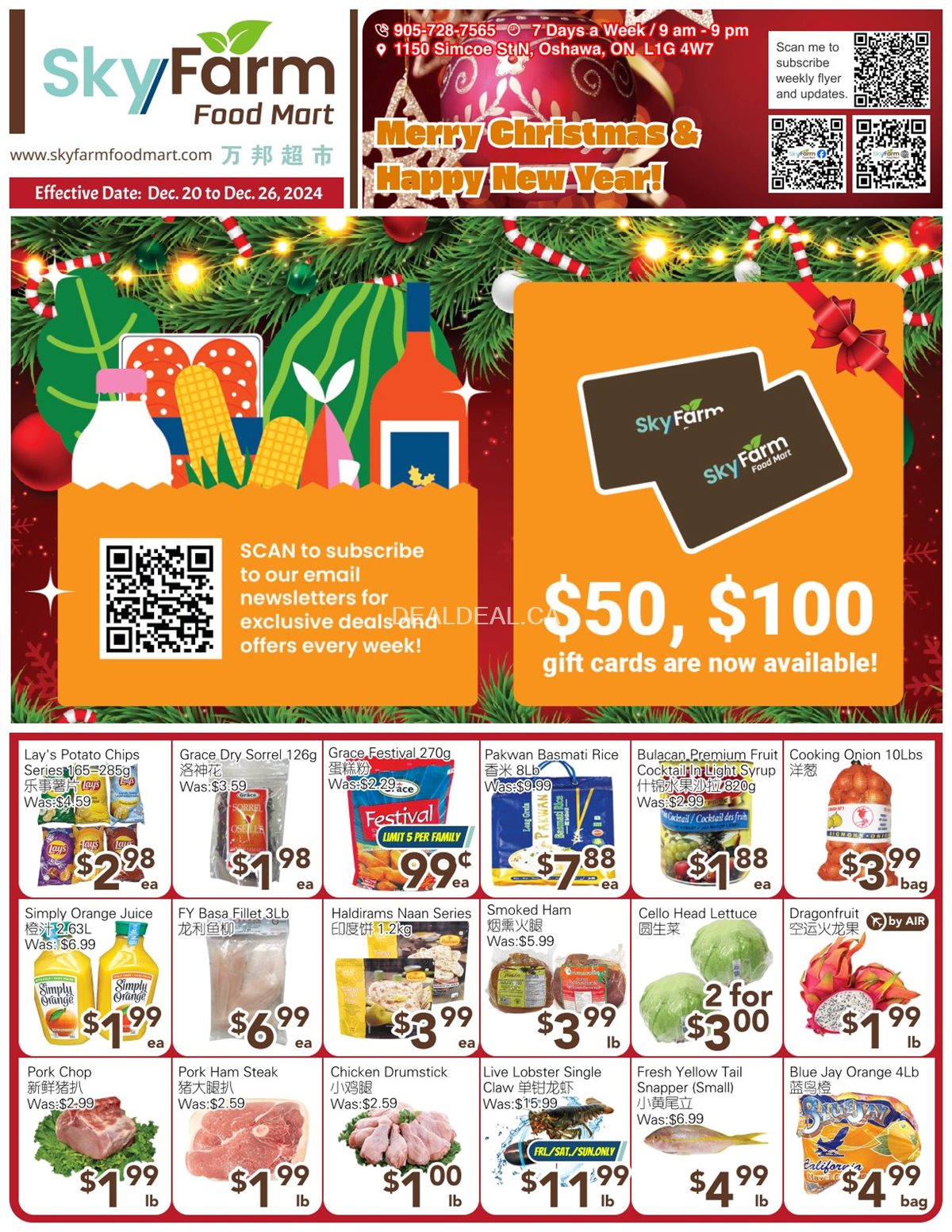 SkyFarm Food Mart Oshawa Weekly Flyer | Dec 20- Dec 26, 2024 photo 1