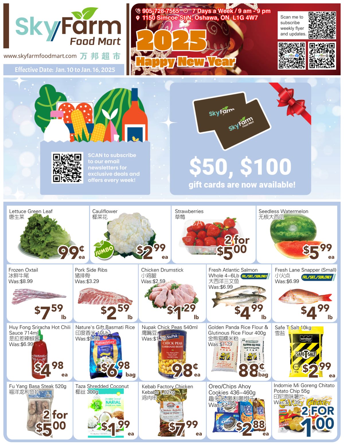 SkyFarm Food Mart Oshawa Weekly Flyer | Jan 10- Jan 16, 2025 photo 1