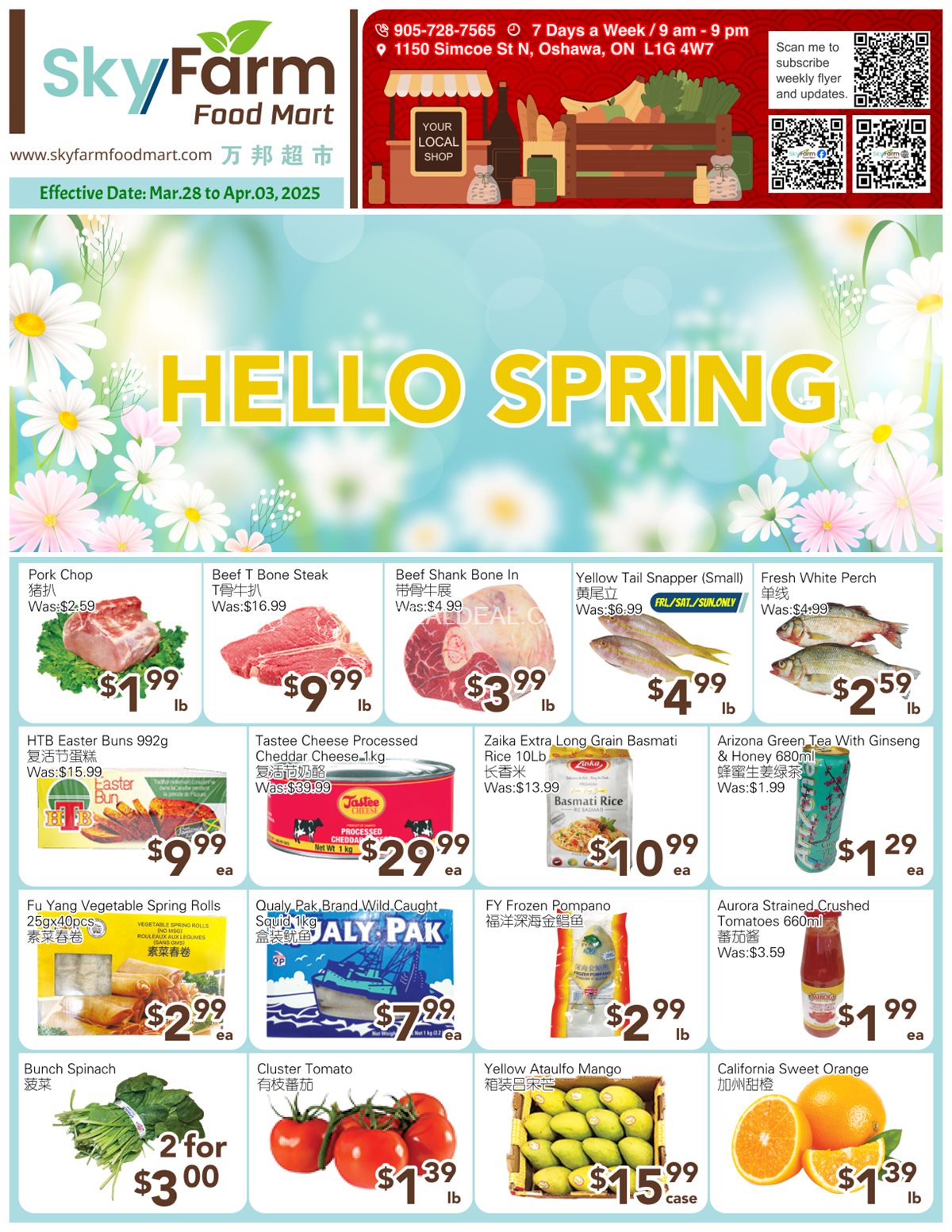 SkyFarm Food Mart Oshawa Weekly Flyer | Mr 28 - Apr 03, 2025 photo 1