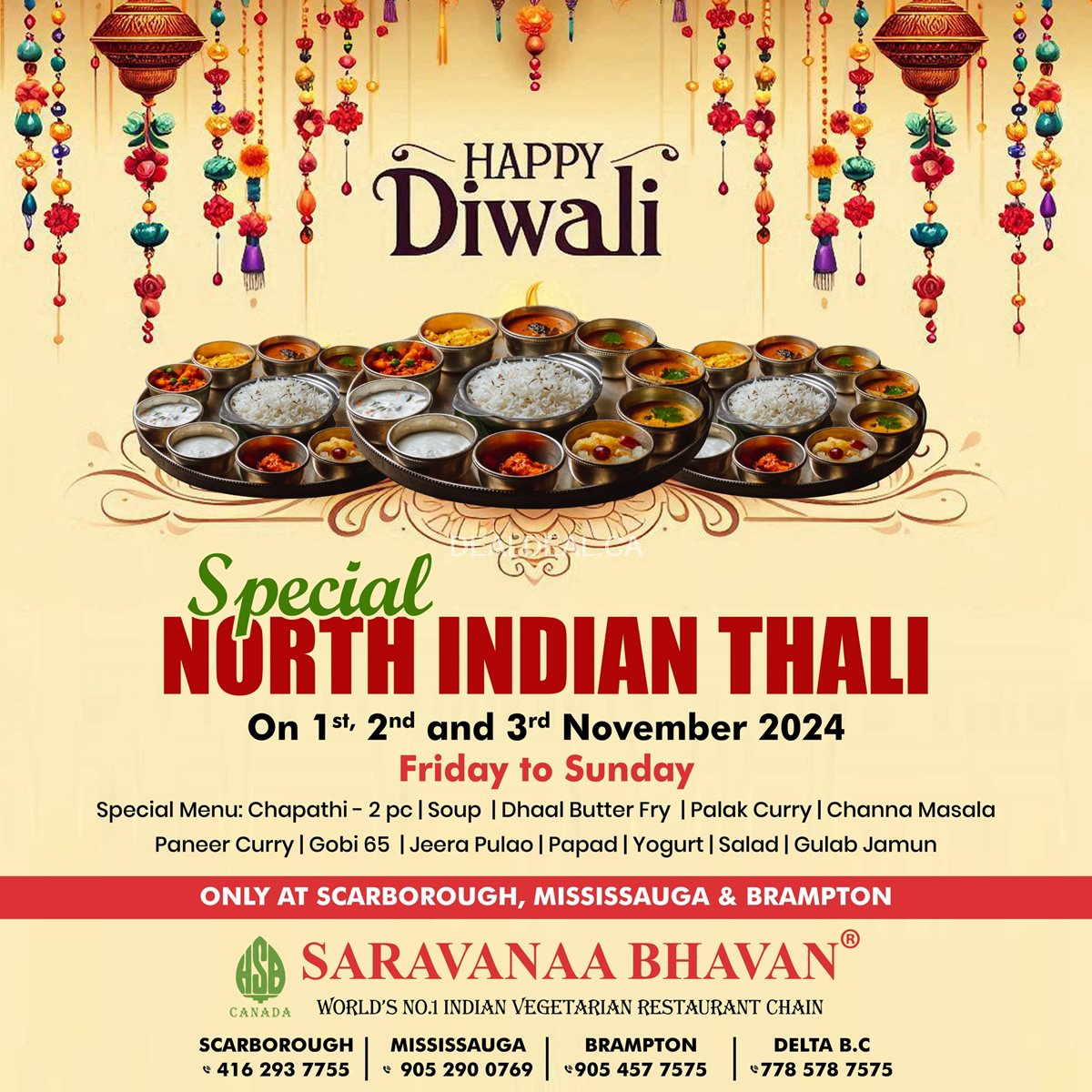 Special Diwali North Indian Thali at Saravanaa Bhavan photo 1