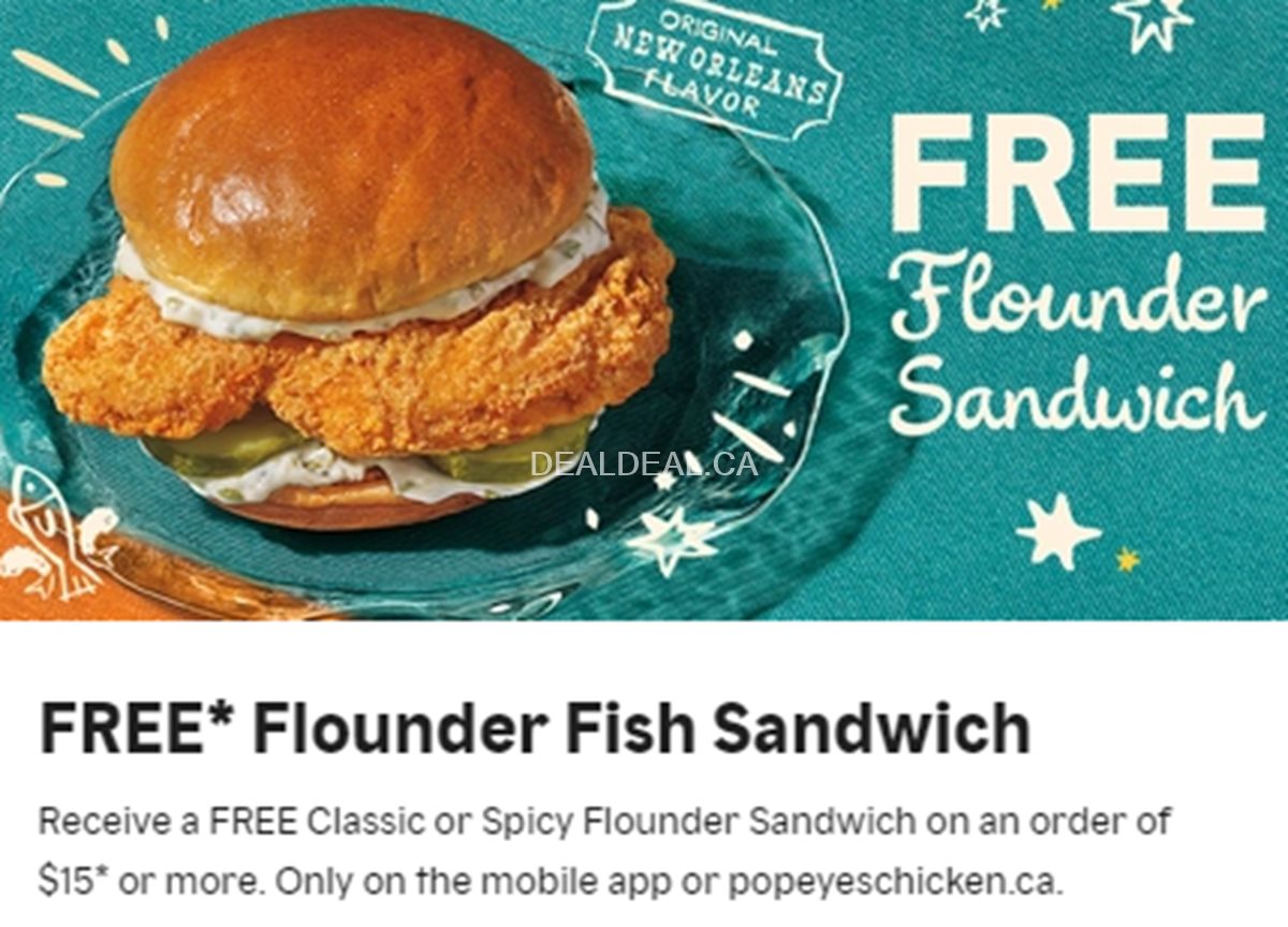 Free Flounder Sandwich at Popeyes Canada photo 1