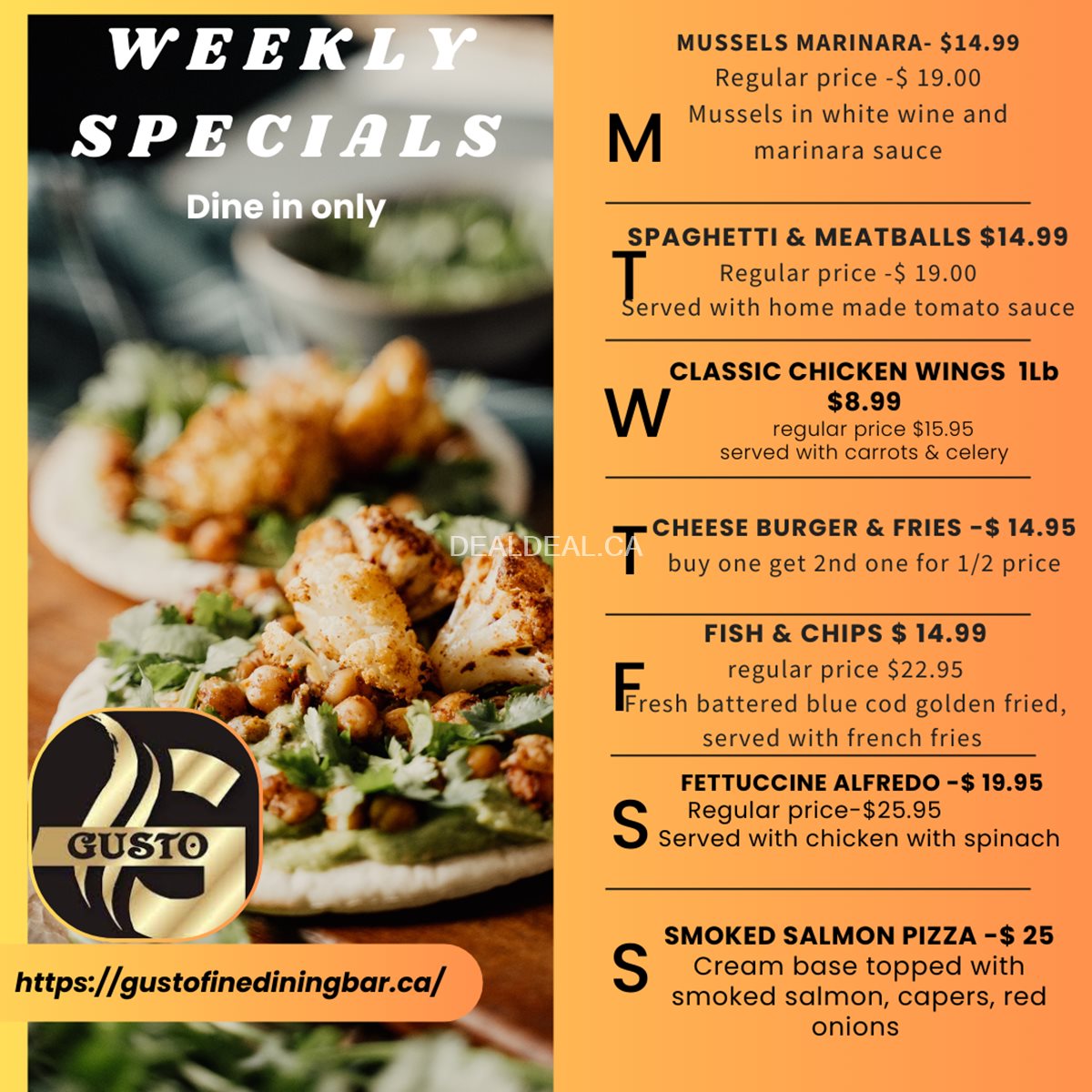 Weekly Special at Gusto Caledon photo 1