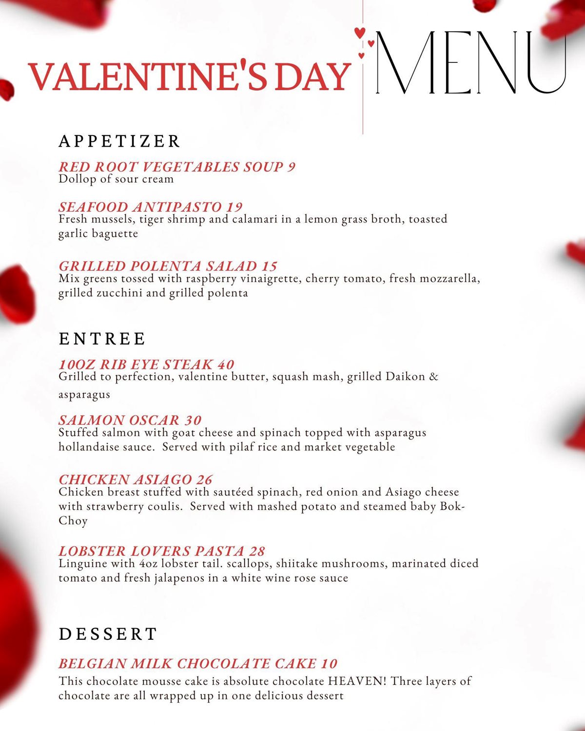 Valentine's Day Menu at Portly Piper Pub Oshawa photo 1