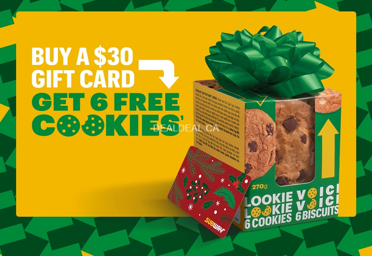 Get 6 free cookies with this special holiday deal at Subway Canada photo 1