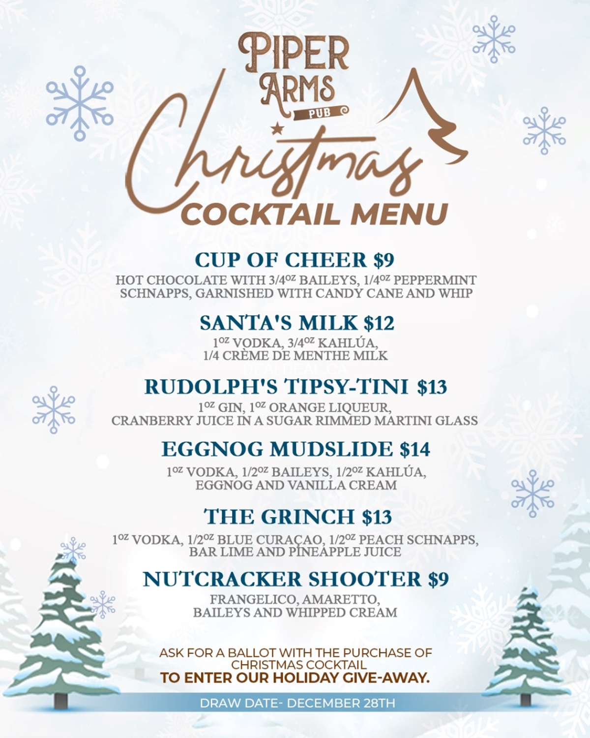 Piper Arms Pub Whitby - Christmas Cocktail Menu photo 1