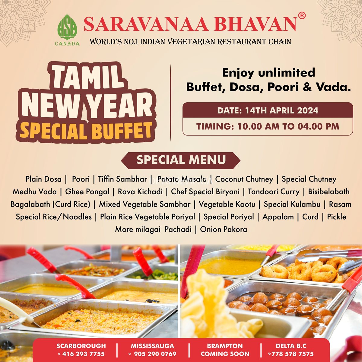 Tamil New Year Special Buffet 2024 at Saravanaa Bhavan photo 1
