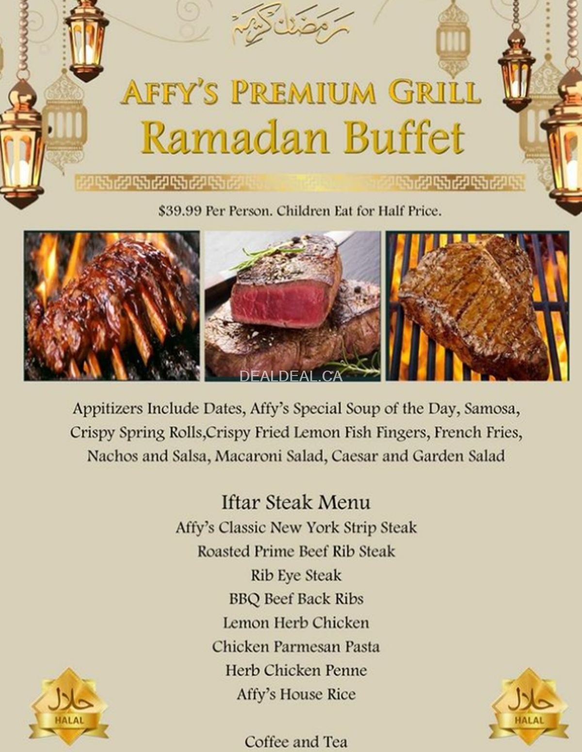 Explore the 2024 Iftar Halal Steak Buffet menu at Affy's Premium Grill photo 1