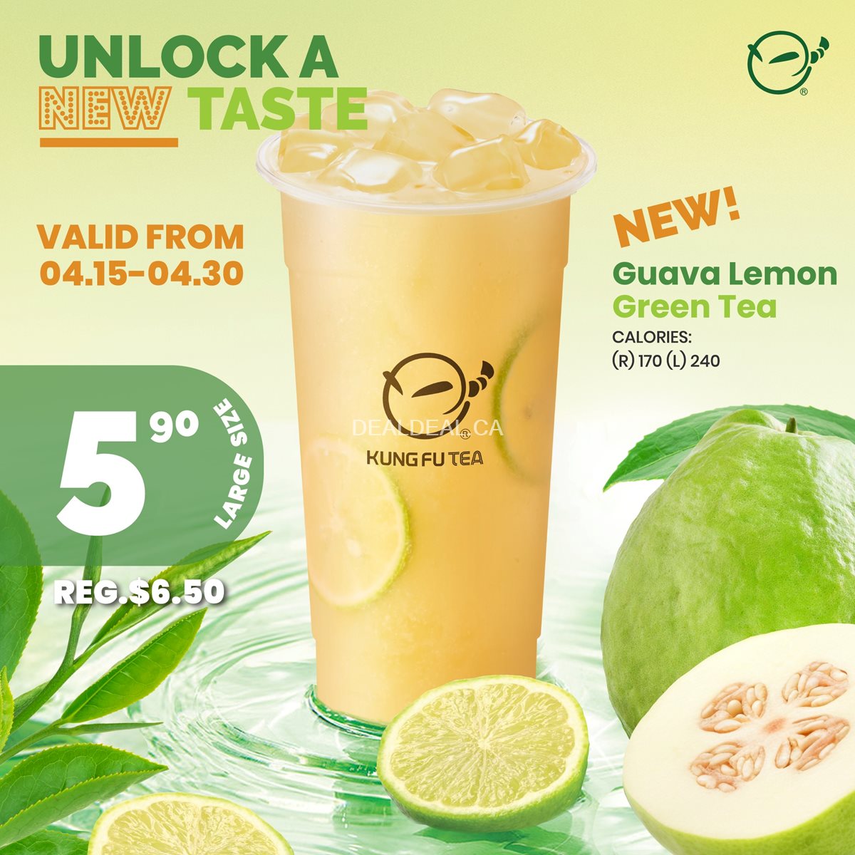 Guava Lemon Green Tea for $5.90 at Kung Fu Tea photo 1