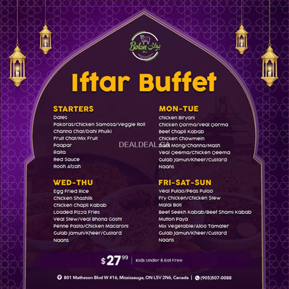 Enjoy Iftar buffet for just $27.99 at Bolan Pass Restaurant photo 1