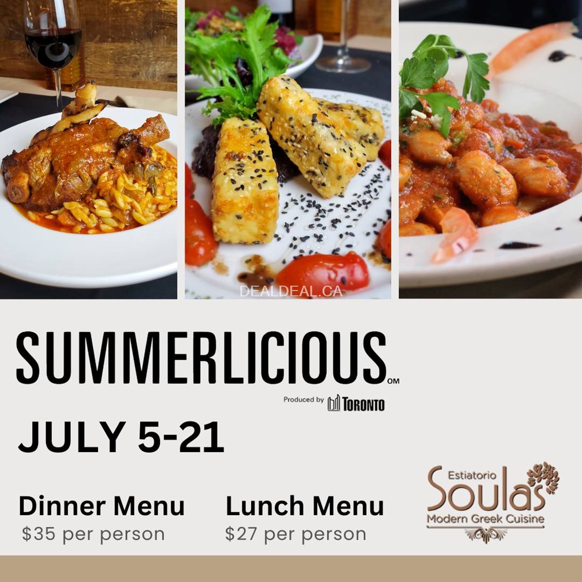 Summerlicious: Enjoy three-course prix fixe meal at Soulas Modern Greek Cuisine photo 1