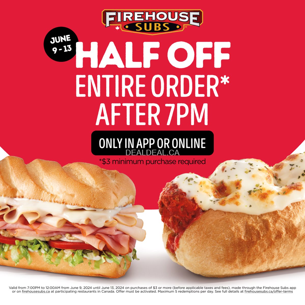 Half Off entire order after 7pm at Firehouse Subs photo 1