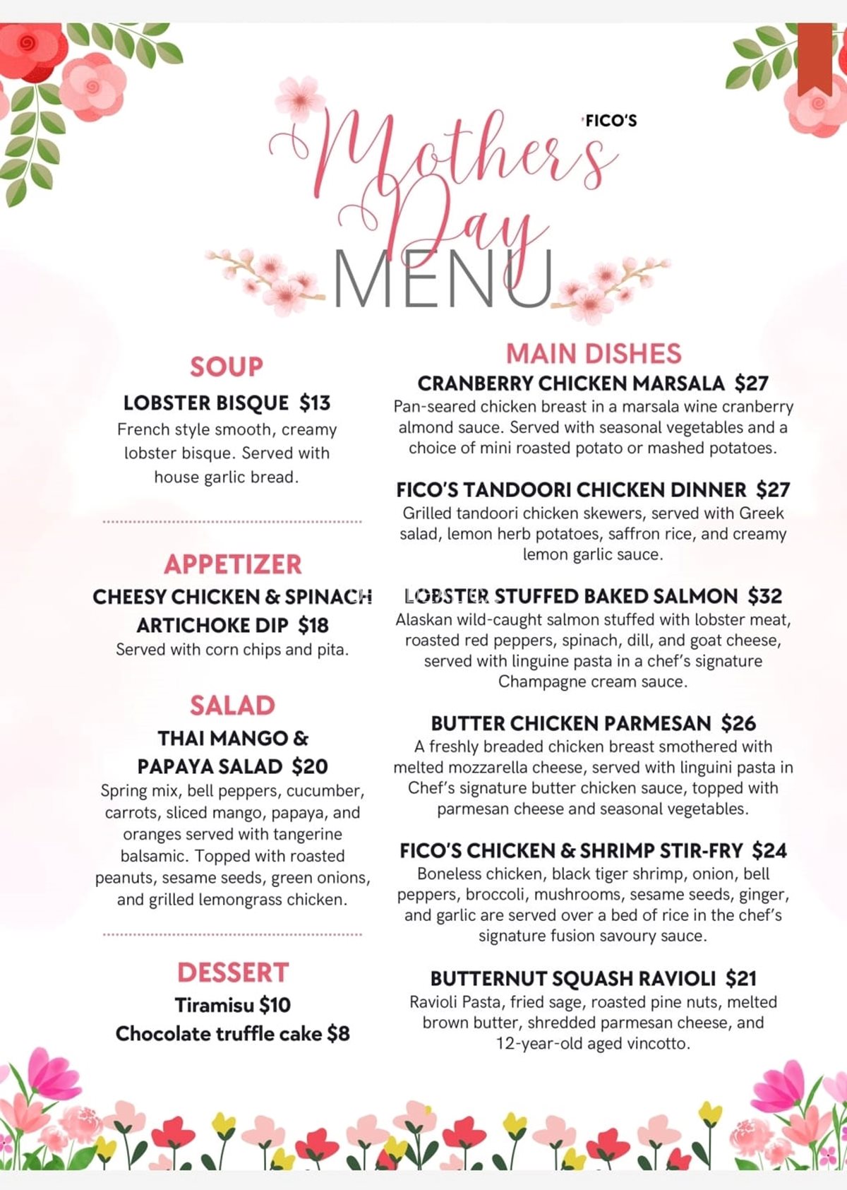 Fico Fusion Cuisine Mother's Day Menu photo 1