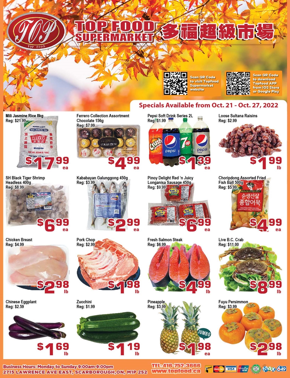 Top food Supermarket's weekly flyer from Oct 21 to Oct 27 photo 1
