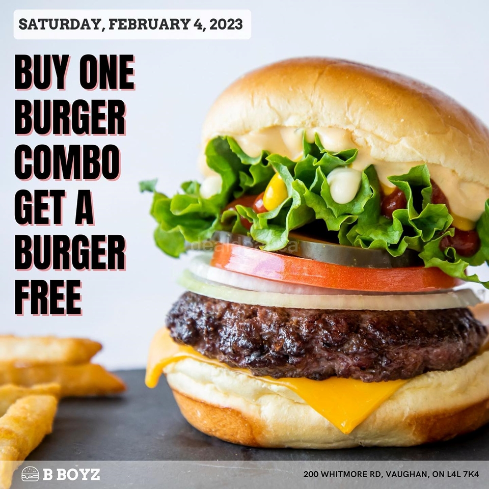 Buy burger with a combo and get a second burger free only at the VAUGHAN location photo 1