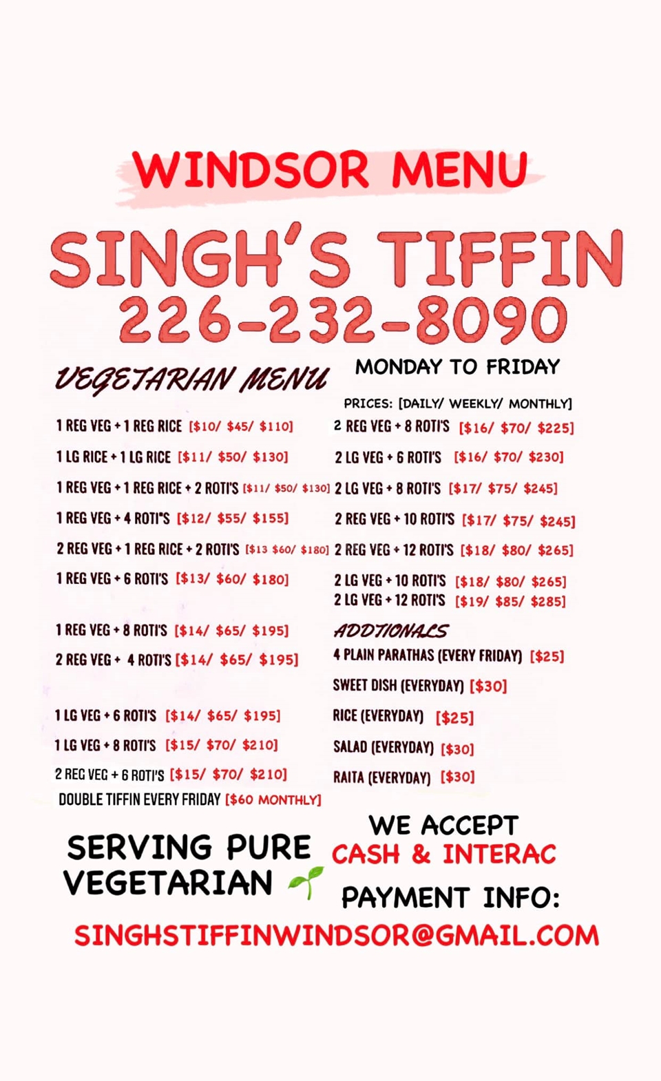 Singhs Tiffin Windsor Menu photo 1