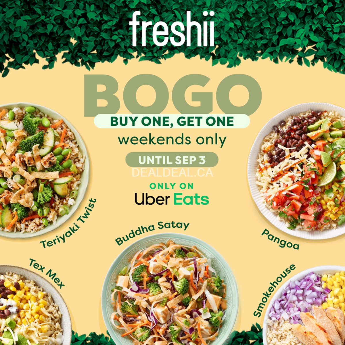 Enjoy the Buy One, Get One offer exclusively on weekends through Uber Eats at Freshii photo 1