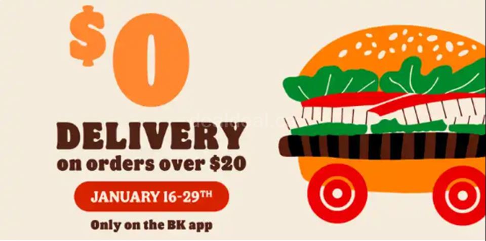 $0 Delivery Fee Only on the BK App photo 1