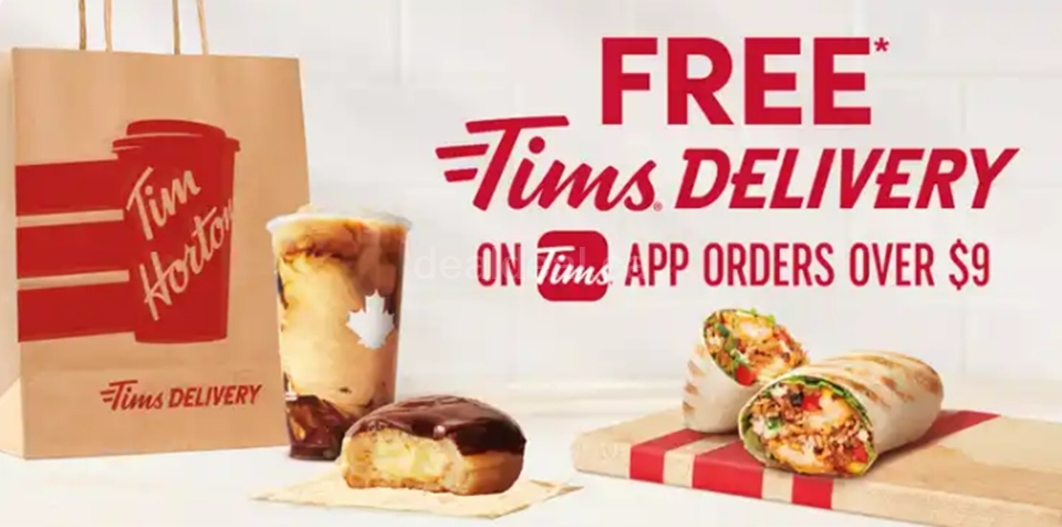 Get free delivery on Tims app orders over $9 photo 1