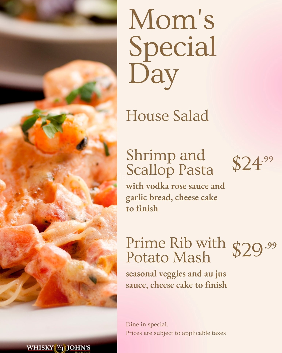 Celebrate this Mother's Day with a special meal from Whisky John's! photo 1