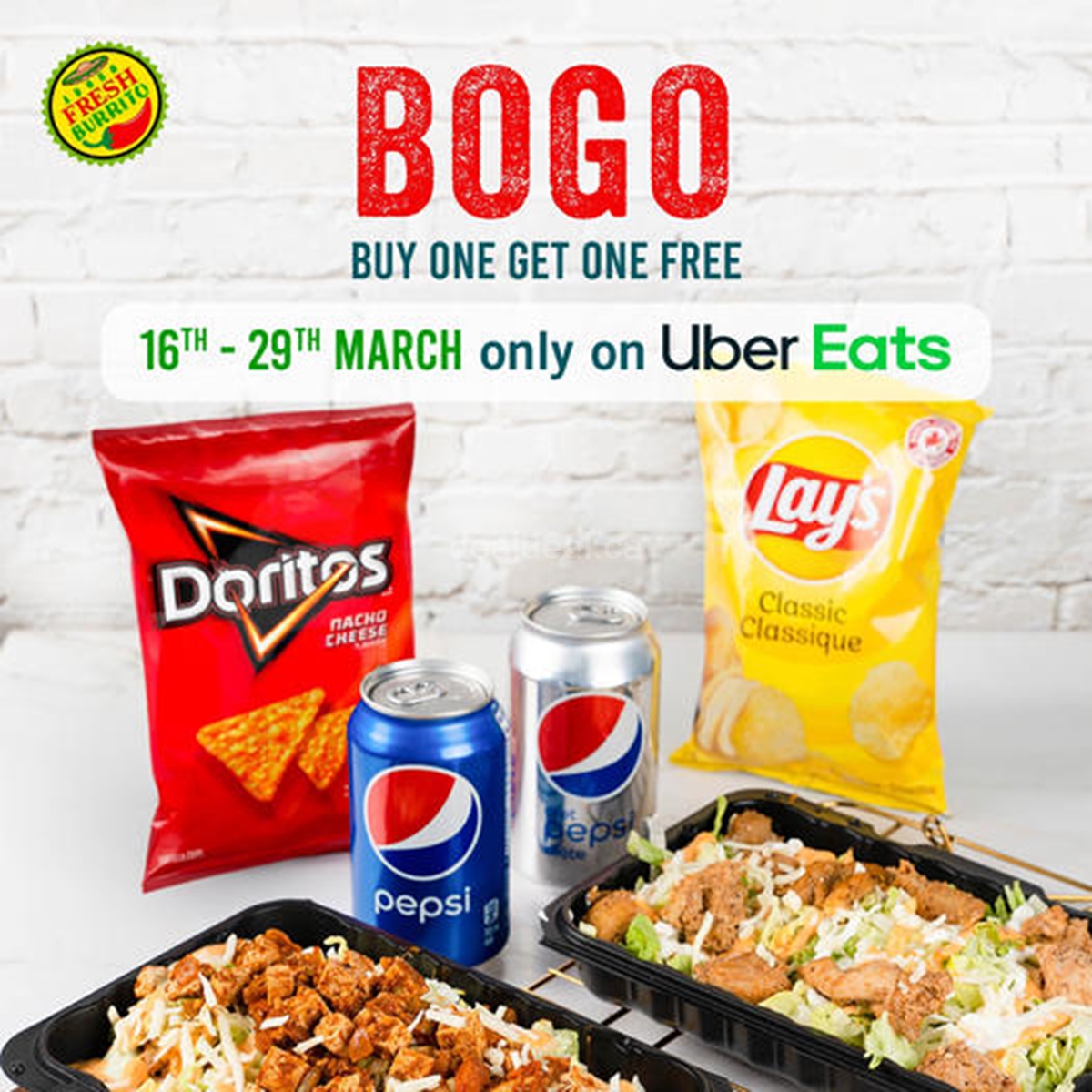 Get one free when you buy one exclusively on Uber Eats at Fresh Burrito photo 1