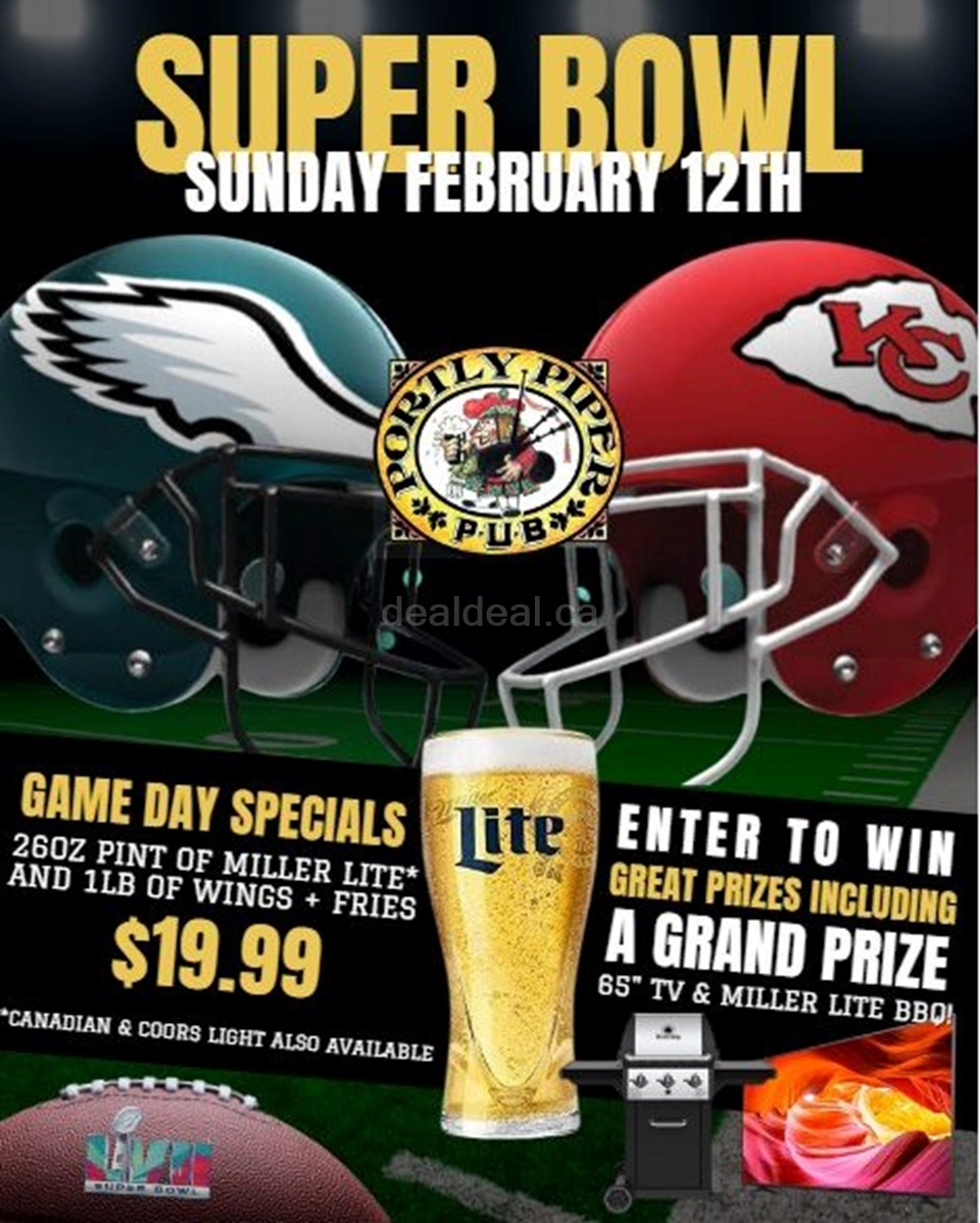 Catch Super Bowl LVII live at Portly Piper Oshawa this Sunday Feb 12th @ 6pm photo 1