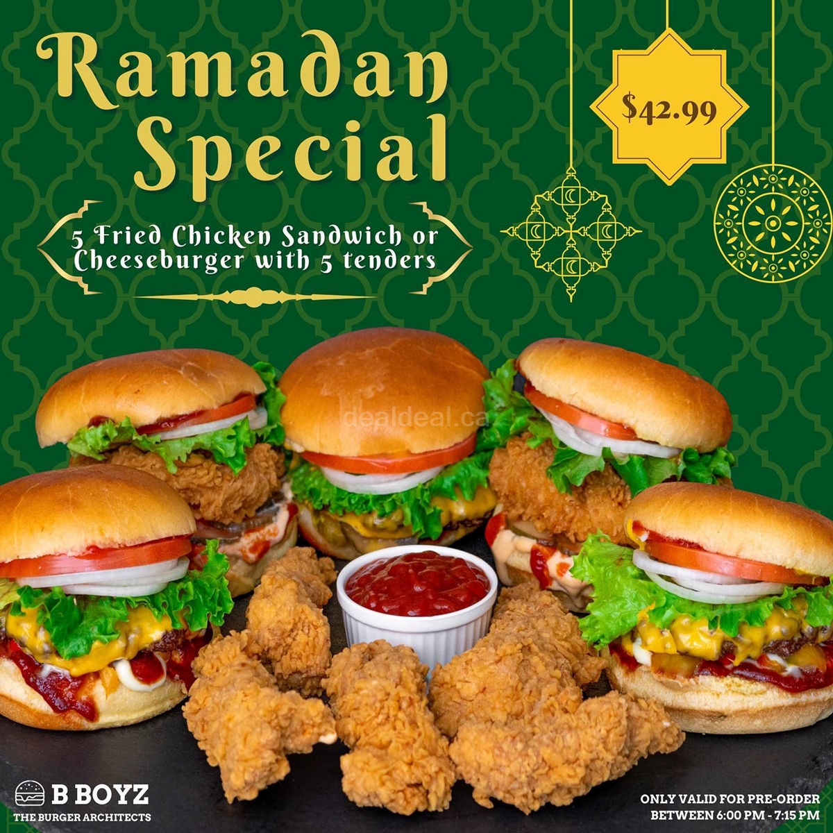 B Boyz is offering a Fried Chicken Sandwich or Cheeseburger as a Ramadan Special photo 1