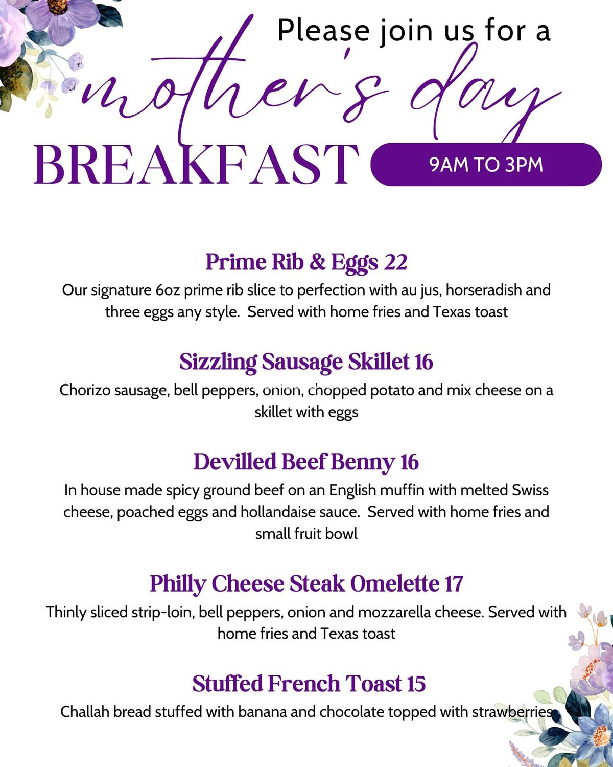 One Eyed Jack Pub & Grill - Oshawa Mother's Day Menu 2024 photo 1